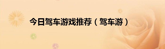 今日驾车游戏推荐（驾车游）