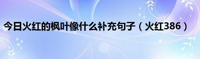 今日火红的枫叶像什么补充句子（火红386）
