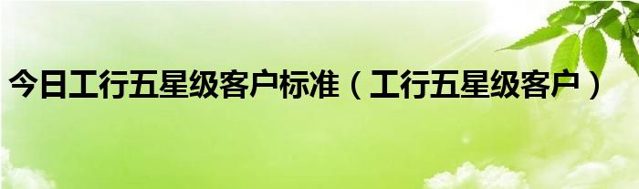 今日工行五星级客户标准（工行五星级客户）