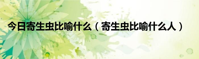 今日寄生虫比喻什么（寄生虫比喻什么人）