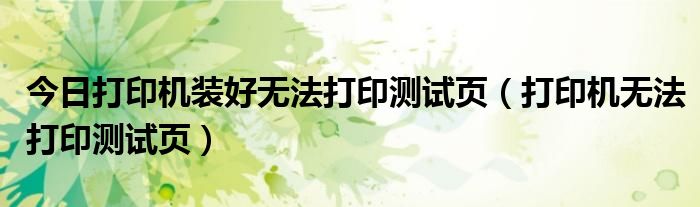 今日打印机装好无法打印测试页（打印机无法打印测试页）