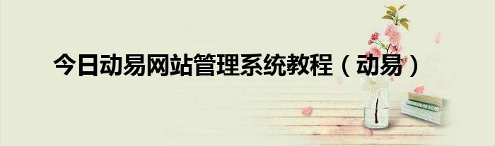 今日动易网站管理系统教程（动易）