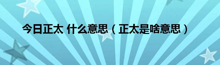 今日正太 什么意思（正太是啥意思）