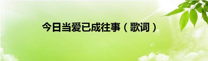 今日当爱已成往事（歌词）