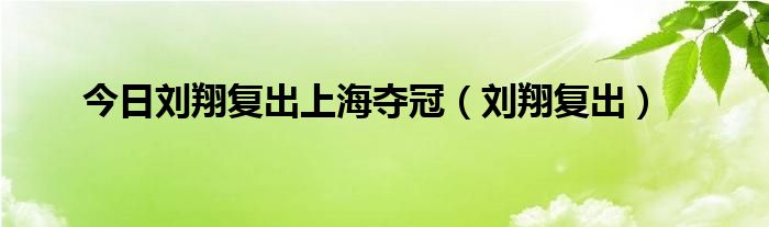 今日刘翔复出上海夺冠（刘翔复出）