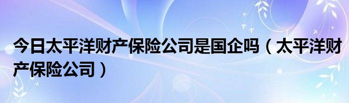 今日太平洋财产保险公司是国企吗（太平洋财产保险公司）