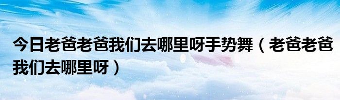 今日老爸老爸我们去哪里呀手势舞（老爸老爸我们去哪里呀）