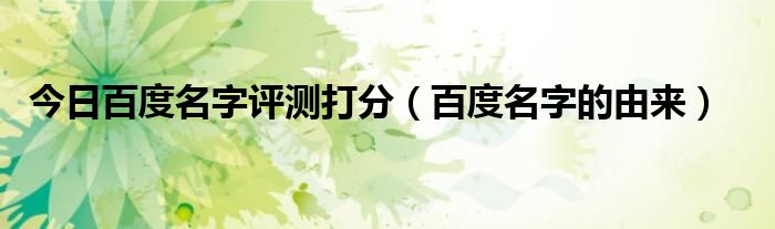 今日百度名字评测打分（百度名字的由来）