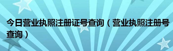 今日营业执照注册证号查询（营业执照注册号查询）