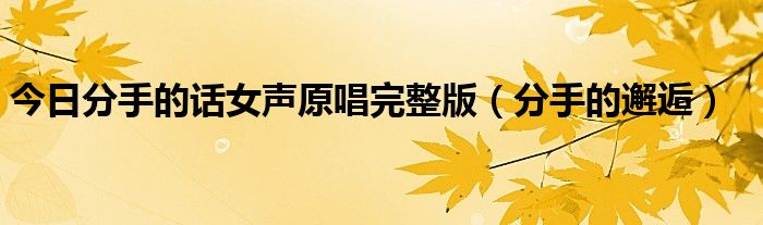 今日分手的话女声原唱完整版（分手的邂逅）
