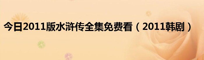 今日2011版水浒传全集免费看（2011韩剧）