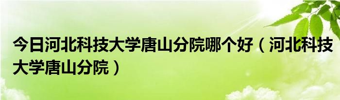 今日河北科技大学唐山分院哪个好（河北科技大学唐山分院）