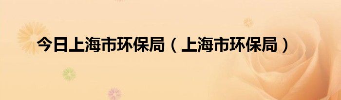 今日上海市环保局（上海市环保局）