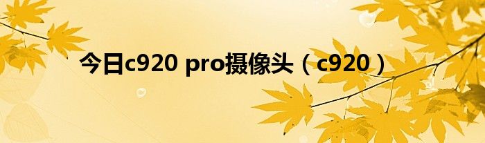 今日c920 pro摄像头（c920）