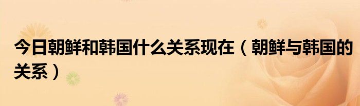 今日朝鲜和韩国什么关系现在（朝鲜与韩国的关系）