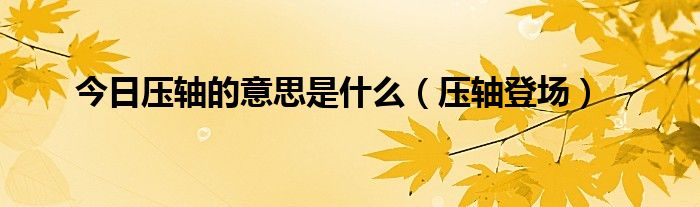 今日压轴的意思是什么（压轴登场）