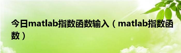 今日matlab指数函数输入（matlab指数函数）
