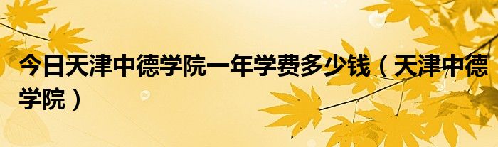 今日天津中德学院一年学费多少钱（天津中德学院）