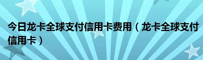 今日龙卡全球支付信用卡费用（龙卡全球支付信用卡）