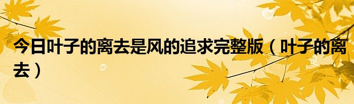 今日叶子的离去是风的追求完整版（叶子的离去）