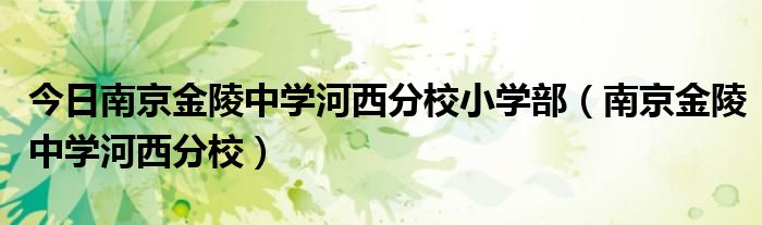 今日南京金陵中学河西分校小学部（南京金陵中学河西分校）