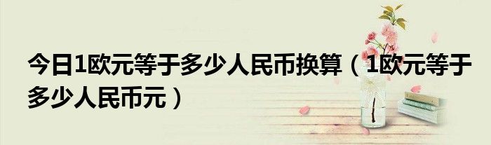 今日1欧元等于多少人民币换算（1欧元等于多少人民币元）