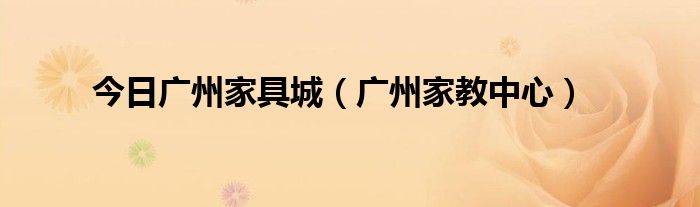 今日广州家具城（广州家教中心）