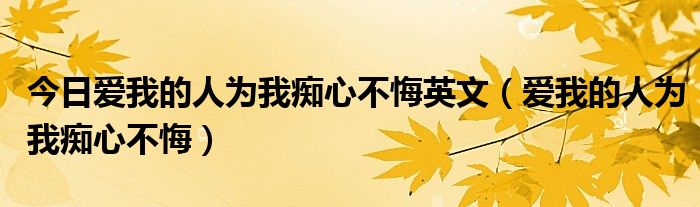 今日爱我的人为我痴心不悔英文（爱我的人为我痴心不悔）
