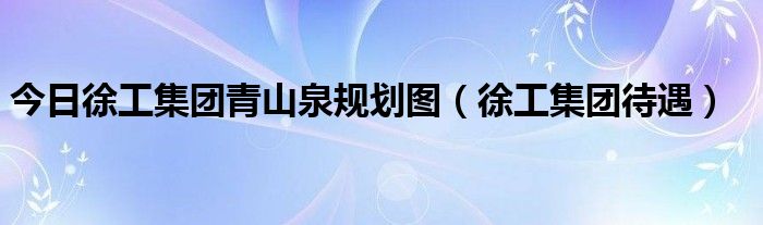 今日徐工集团青山泉规划图（徐工集团待遇）