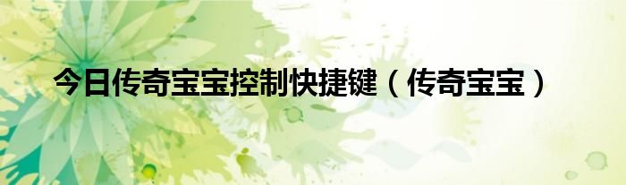 今日传奇宝宝控制快捷键（传奇宝宝）