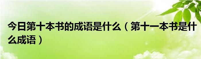 今日第十本书的成语是什么（第十一本书是什么成语）