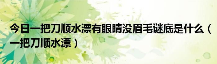 今日一把刀顺水漂有眼睛没眉毛谜底是什么（一把刀顺水漂）