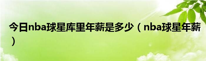 今日nba球星库里年薪是多少（nba球星年薪）