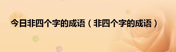 今日非四个字的成语（非四个字的成语）