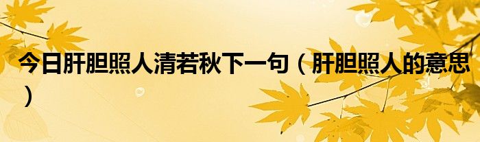 今日肝胆照人清若秋下一句（肝胆照人的意思）
