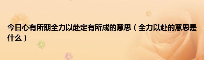 今日心有所期全力以赴定有所成的意思（全力以赴的意思是什么）