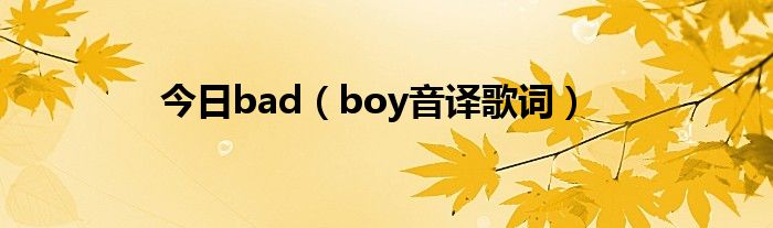 今日bad（boy音译歌词）