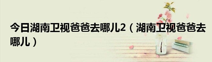 今日湖南卫视爸爸去哪儿2（湖南卫视爸爸去哪儿）