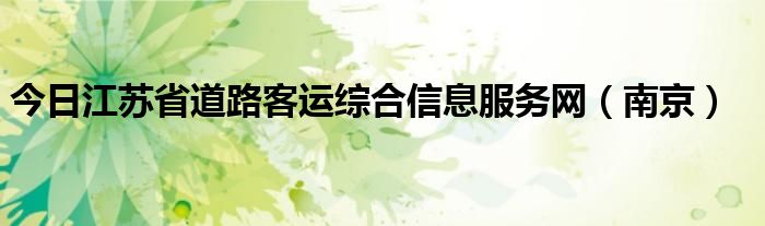 今日江苏省道路客运综合信息服务网（南京）