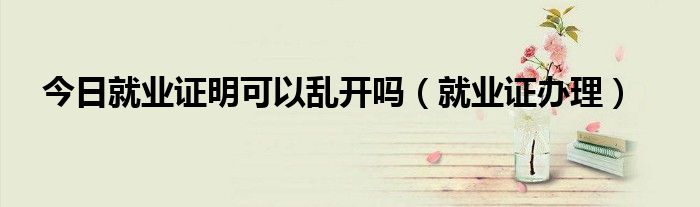 今日就业证明可以乱开吗（就业证办理）
