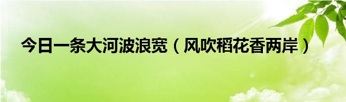 今日一条大河波浪宽（风吹稻花香两岸）