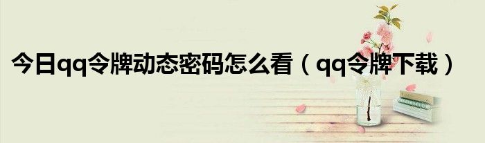 今日qq令牌动态密码怎么看（qq令牌下载）