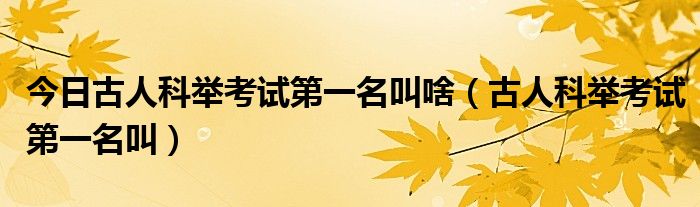 今日古人科举考试第一名叫啥（古人科举考试第一名叫）