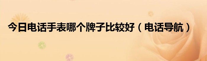 今日电话手表哪个牌子比较好（电话导航）