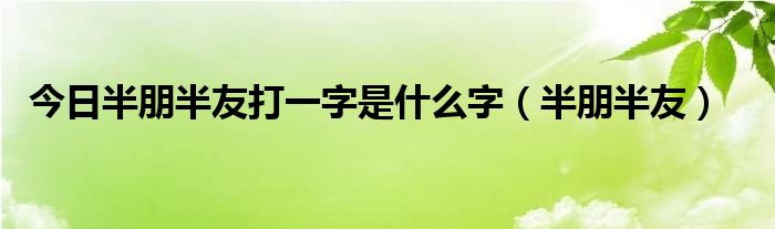 今日半朋半友打一字是什么字（半朋半友）