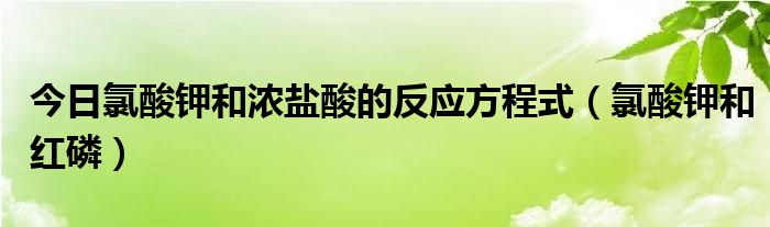 今日氯酸钾和浓盐酸的反应方程式（氯酸钾和红磷）