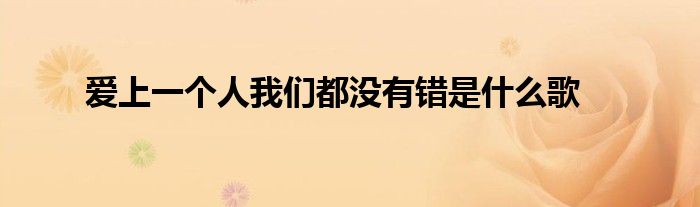 爱上一个人我们都没有错是什么歌
