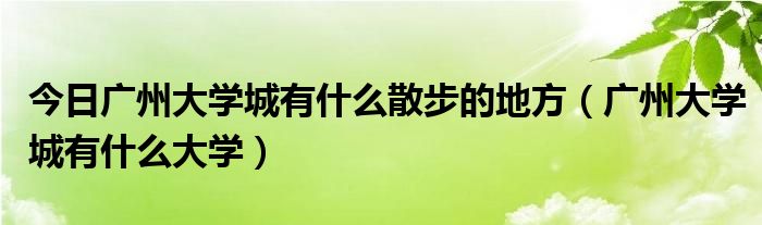 今日广州大学城有什么散步的地方（广州大学城有什么大学）