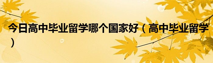 今日高中毕业留学哪个国家好（高中毕业留学）