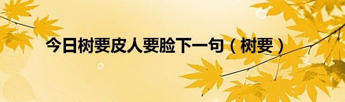 今日树要皮人要脸下一句（树要）